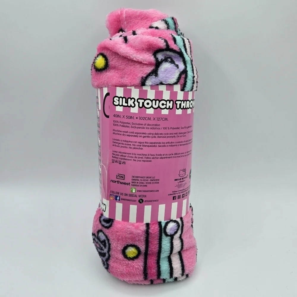 Sanrio Hello Kitty Sweet as Sugar Silk Touch Throw Blanket Pink